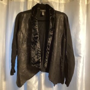 Alfani Women's Black Blazer with Faux Fur Trim